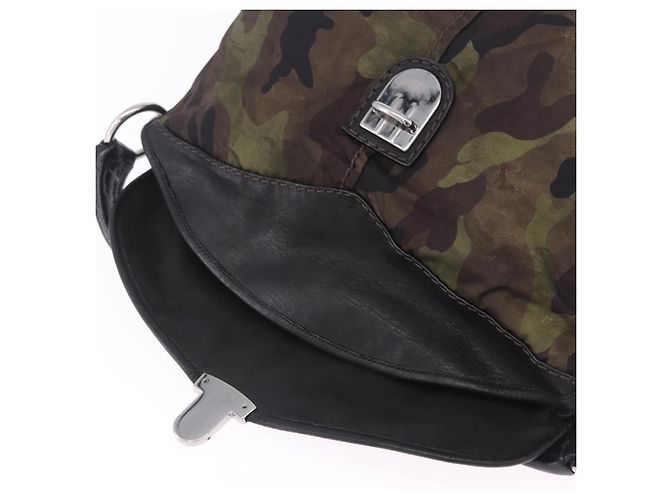Borsa a Tracolla PRADA Nylon Pelle Khaki Silver BR4549 Auth am12573V Argento Cachi - vista 19