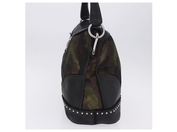 Borsa a Tracolla PRADA Nylon Pelle Khaki Silver BR4549 Auth am12573V Argento Cachi - vista 4