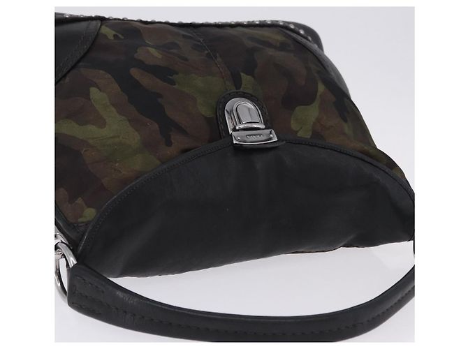 Borsa a Tracolla PRADA Nylon Pelle Khaki Silver BR4549 Auth am12573V Argento Cachi - vista 6