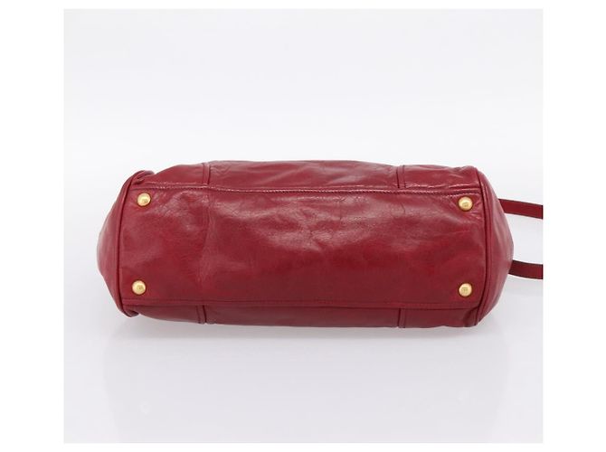 Sac à main PRADA Vitter Shine 2way Red Gold Auth 204038 Rouge Doré - vue 11