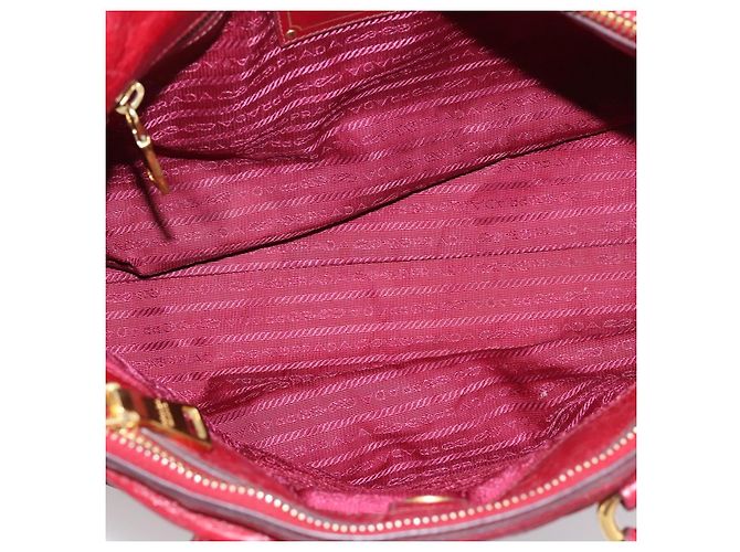 Sac à main PRADA Vitter Shine 2way Red Gold Auth 204038 Rouge Doré - vue 19