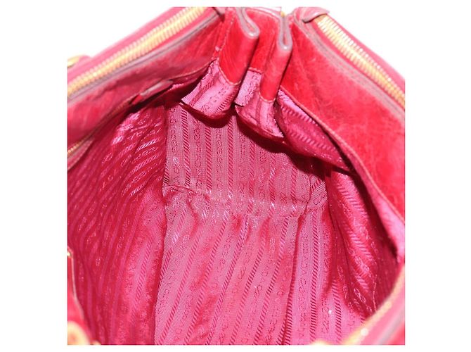Sac à main PRADA Vitter Shine 2way Red Gold Auth 204038 Rouge Doré - vue 20