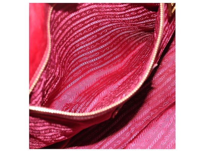 Sac à main PRADA Vitter Shine 2way Red Gold Auth 204038 Rouge Doré - vue 23