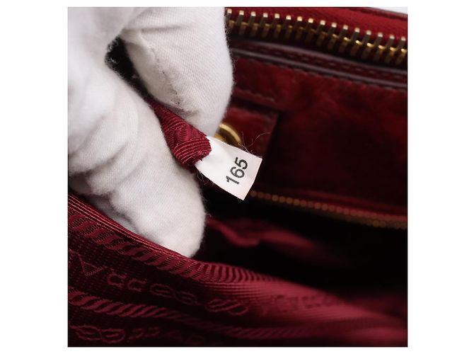 Sac à main PRADA Vitter Shine 2way Red Gold Auth 204038 Rouge Doré - vue 24