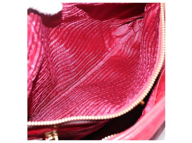 Sac à main PRADA Vitter Shine 2way Red Gold Auth 204038 Rouge Doré - vue 26