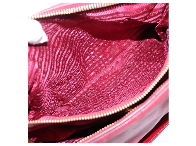 Sac à main PRADA Vitter Shine 2way Red Gold Auth 204038 Rouge Doré - vue 28