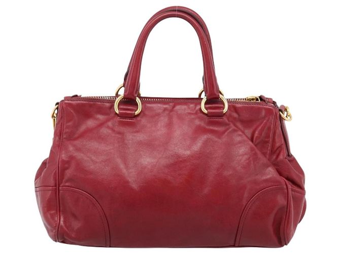 Sac à main PRADA Vitter Shine 2way Red Gold Auth 204038 Rouge Doré - vue 3