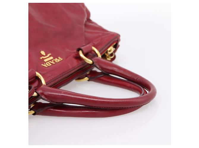 Sac à main PRADA Vitter Shine 2way Red Gold Auth 204038 Rouge Doré - vue 7