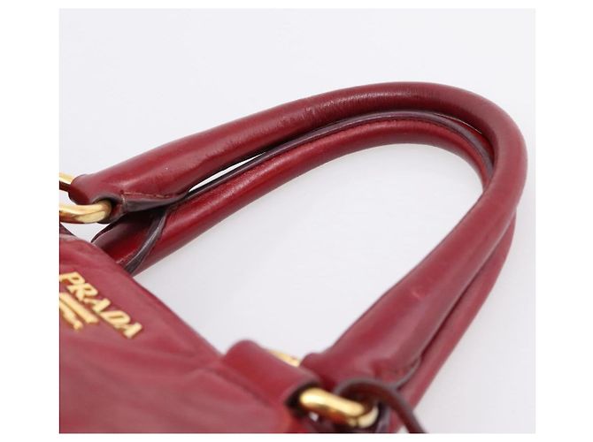 Sac à main PRADA Vitter Shine 2way Red Gold Auth 204038 Rouge Doré - vue 8