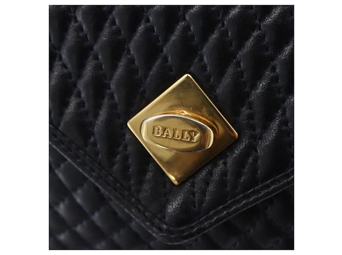 Borsa a mano BALLY in pelle Navy tono oro Auth ka6224 Blu navy - vista 18