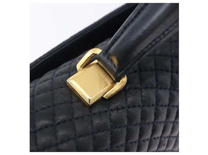 Borsa a mano BALLY in pelle Navy tono oro Auth ka6224 Blu navy - vista 19
