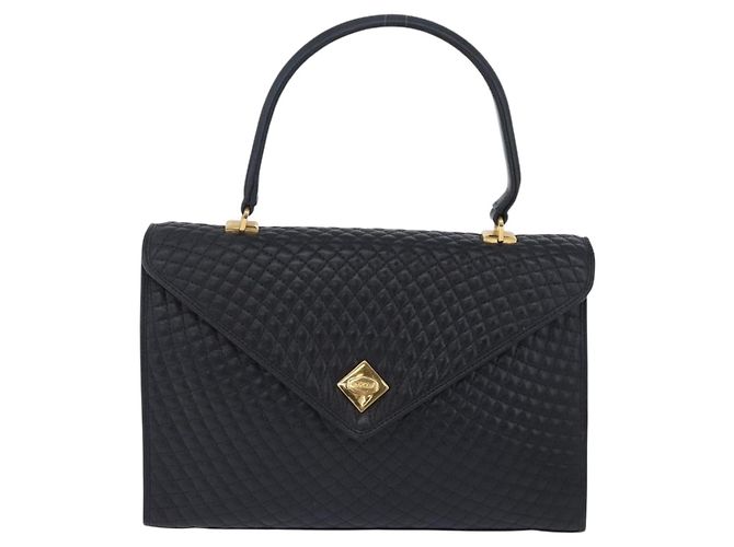 Borsa a mano BALLY in pelle Navy tono oro Auth ka6224 Blu navy - vista 2