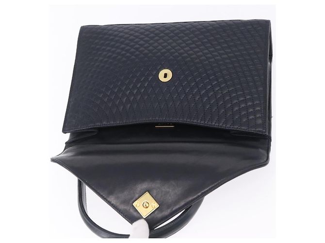 Borsa a mano BALLY in pelle Navy tono oro Auth ka6224 Blu navy - vista 21