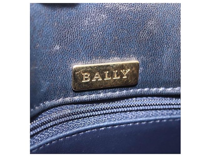 Borsa a mano BALLY in pelle Navy tono oro Auth ka6224 Blu navy - vista 24
