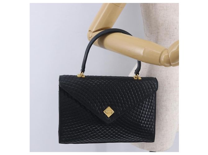 Borsa a mano BALLY in pelle Navy tono oro Auth ka6224 Blu navy - vista 30