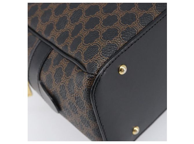 Céline Borsa a mano CELINE Macadam Canvas PVC Leather Black Gold Auth 204166V Nero D'oro - vista 11