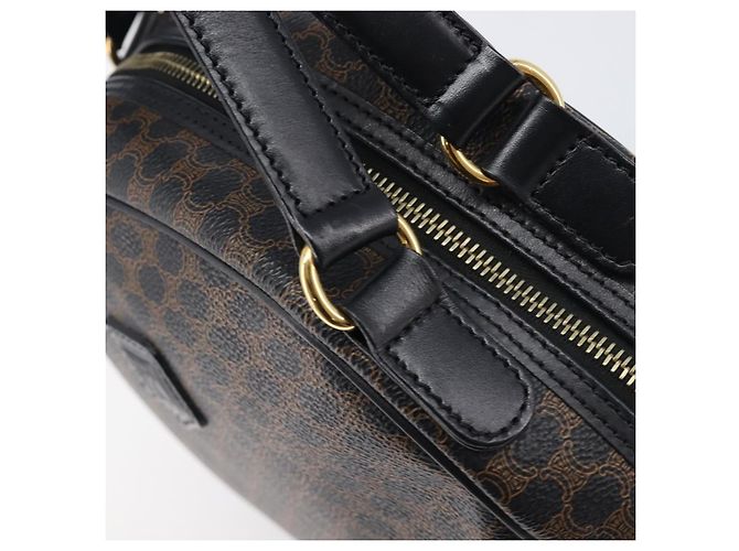 Céline Borsa a mano CELINE Macadam Canvas PVC Leather Black Gold Auth 204166V Nero D'oro - vista 14