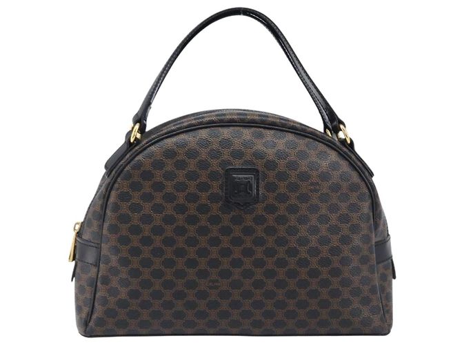 Céline Borsa a mano CELINE Macadam Canvas PVC Leather Black Gold Auth 204166V Nero D'oro - vista 2