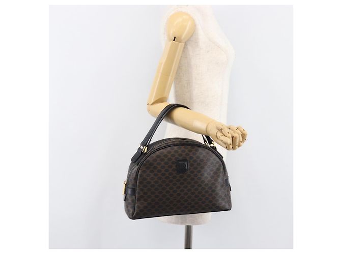 Céline Borsa a mano CELINE Macadam Canvas PVC Leather Black Gold Auth 204166V Nero D'oro - vista 24