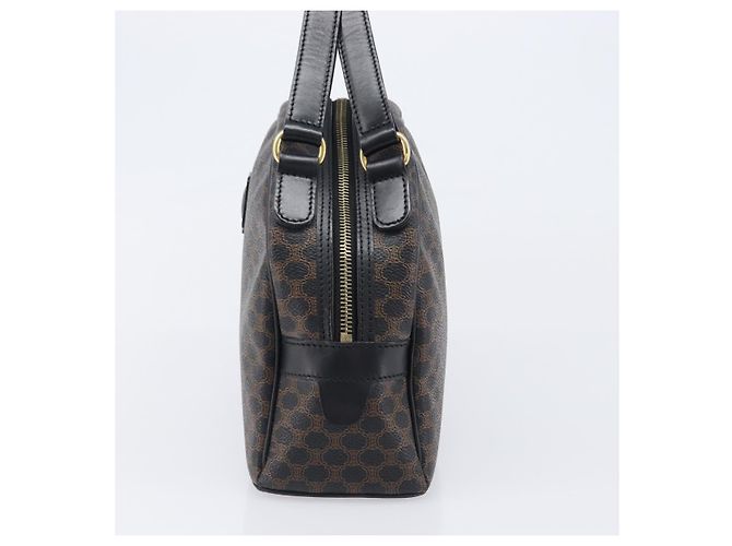 Céline Borsa a mano CELINE Macadam Canvas PVC Leather Black Gold Auth 204166V Nero D'oro - vista 4