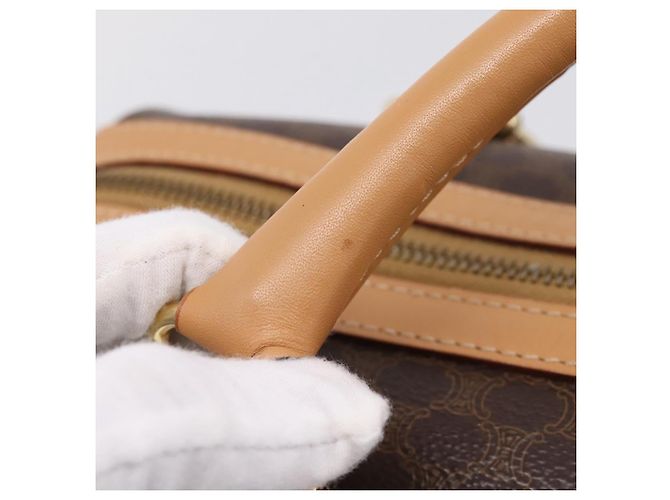 Céline Borsa Boston CELINE Macadam Canvas PVC Leather Brown Gold Auth 204457V Marrone D'oro - vista 15