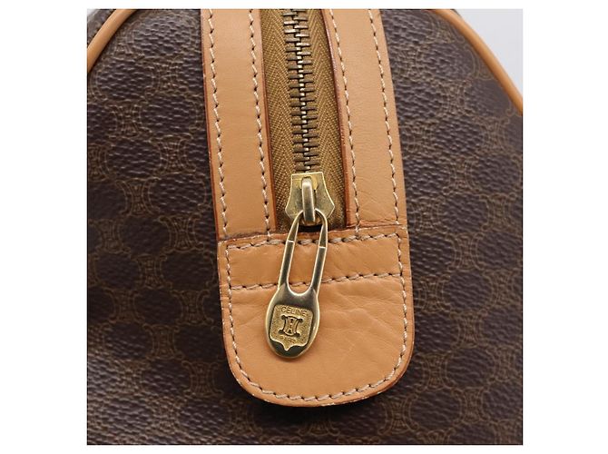 Céline Borsa Boston CELINE Macadam Canvas PVC Leather Brown Gold Auth 204457V Marrone D'oro - vista 16