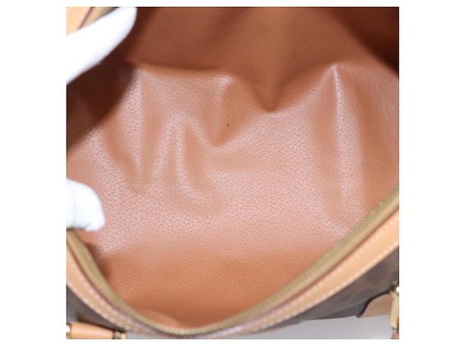 Céline Borsa Boston CELINE Macadam Canvas PVC Leather Brown Gold Auth 204457V Marrone D'oro - vista 17