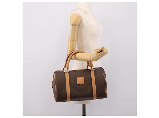Céline Borsa Boston CELINE Macadam Canvas PVC Leather Brown Gold Auth 204457V Marrone D'oro - vista 22