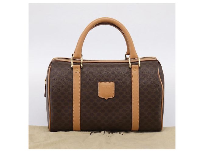 Céline Borsa Boston CELINE Macadam Canvas PVC Leather Brown Gold Auth 204457V Marrone D'oro - vista 23