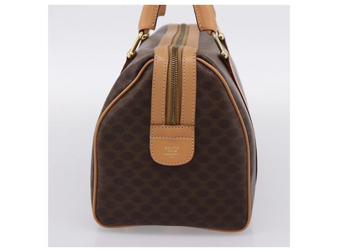 Céline Borsa Boston CELINE Macadam Canvas PVC Leather Brown Gold Auth 204457V Marrone D'oro - vista 5
