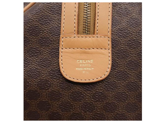 Céline Borsa Boston CELINE Macadam Canvas PVC Leather Brown Gold Auth 204457V Marrone D'oro - vista 7
