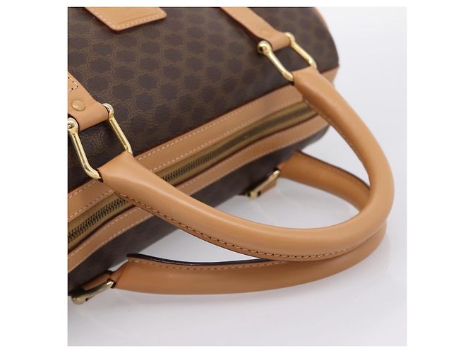 Céline Borsa Boston CELINE Macadam Canvas PVC Leather Brown Gold Auth 204457V Marrone D'oro - vista 8