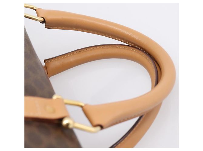 Céline Borsa Boston CELINE Macadam Canvas PVC Leather Brown Gold Auth 204457V Marrone D'oro - vista 9