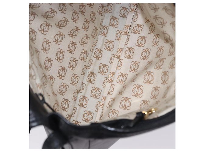 Borsa a tracolla LOEWE Anagram in pelle nera e oro autentica 204314A Nero D'oro - vista 11