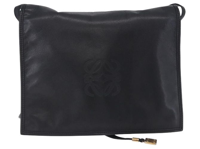 Borsa a tracolla LOEWE Anagram in pelle nera e oro autentica 204314A Nero D'oro - vista 13