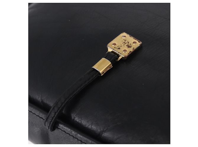 Borsa a tracolla LOEWE Anagram in pelle nera e oro autentica 204314A Nero D'oro - vista 18