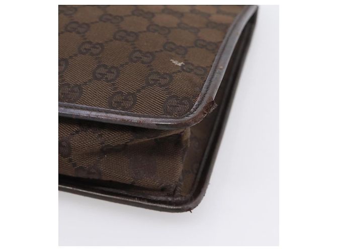 Borsa a tracolla GUCCI GG Canvas Marrone Oro 91762 Auth 201343 D'oro - vista 10