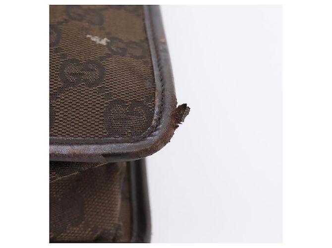 Borsa a tracolla GUCCI GG Canvas Marrone Oro 91762 Auth 201343 D'oro - vista 11