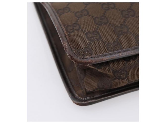 Borsa a tracolla GUCCI GG Canvas Marrone Oro 91762 Auth 201343 D'oro - vista 12