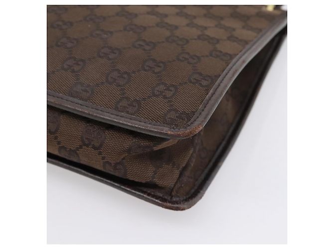 Borsa a tracolla GUCCI GG Canvas Marrone Oro 91762 Auth 201343 D'oro - vista 13