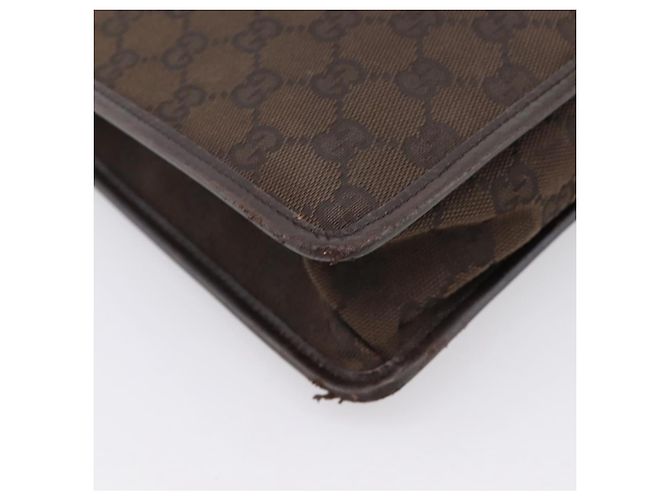 Borsa a tracolla GUCCI GG Canvas Marrone Oro 91762 Auth 201343 D'oro - vista 14