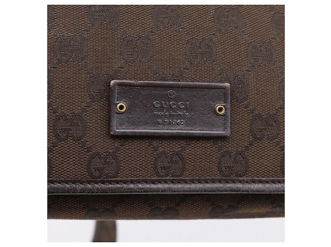 Borsa a tracolla GUCCI GG Canvas Marrone Oro 91762 Auth 201343 D'oro - vista 15