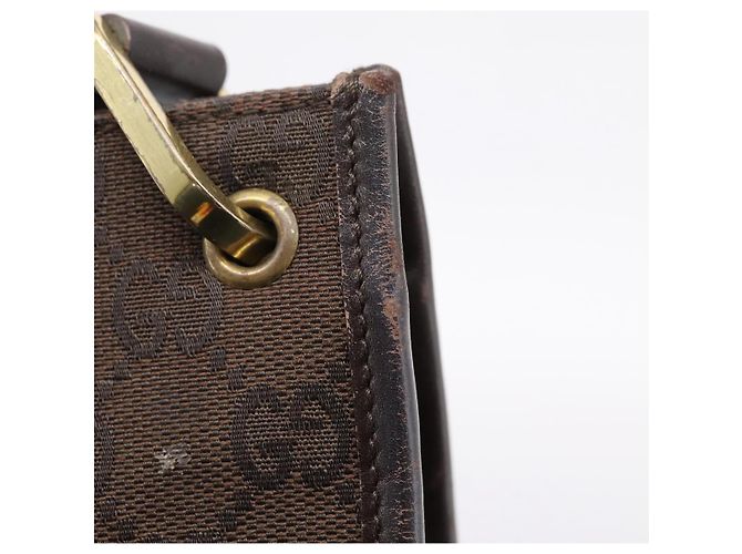 Borsa a tracolla GUCCI GG Canvas Marrone Oro 91762 Auth 201343 D'oro - vista 17