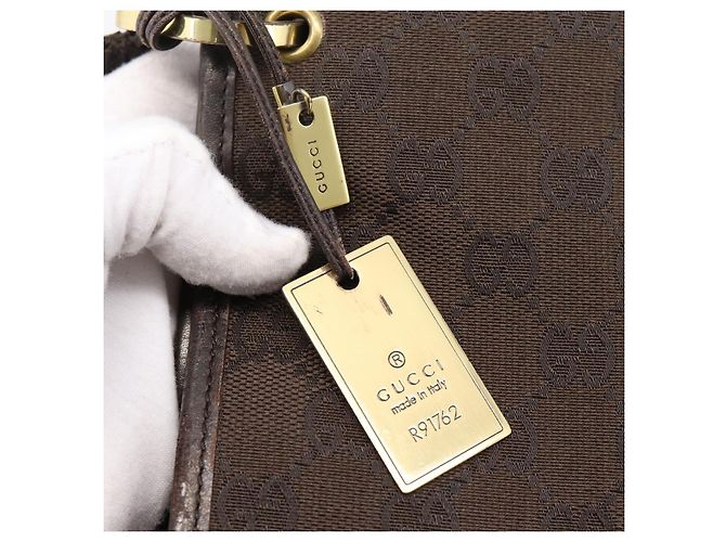 Borsa a tracolla GUCCI GG Canvas Marrone Oro 91762 Auth 201343 D'oro - vista 18