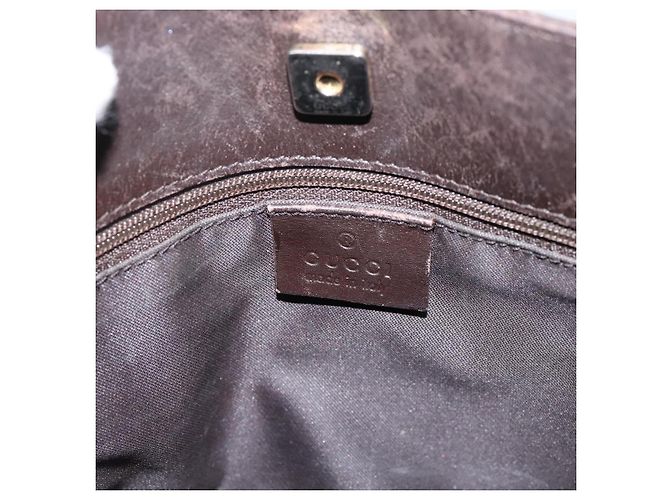 Borsa a tracolla GUCCI GG Canvas Marrone Oro 91762 Auth 201343 D'oro - vista 19