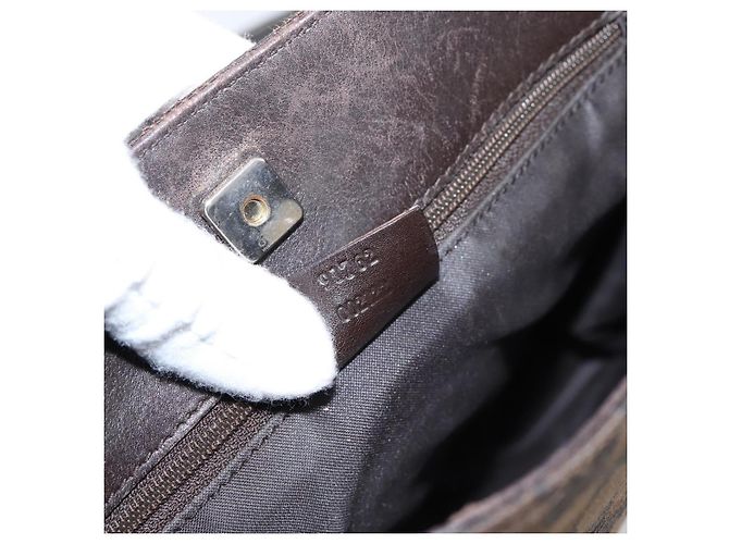 Borsa a tracolla GUCCI GG Canvas Marrone Oro 91762 Auth 201343 D'oro - vista 25