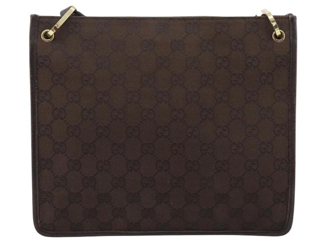 Borsa a tracolla GUCCI GG Canvas Marrone Oro 91762 Auth 201343 D'oro - vista 3