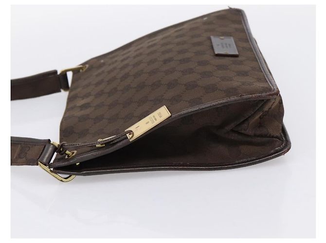 Borsa a tracolla GUCCI GG Canvas Marrone Oro 91762 Auth 201343 D'oro - vista 4