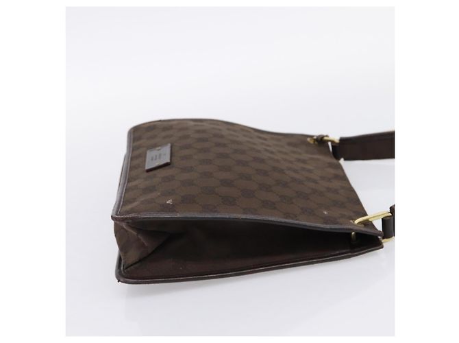 Borsa a tracolla GUCCI GG Canvas Marrone Oro 91762 Auth 201343 D'oro - vista 5