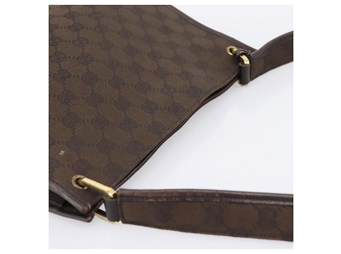 Borsa a tracolla GUCCI GG Canvas Marrone Oro 91762 Auth 201343 D'oro - vista 6